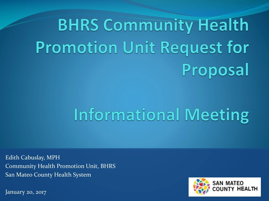 bhrs community health promotion unit request for proposal informational meeting