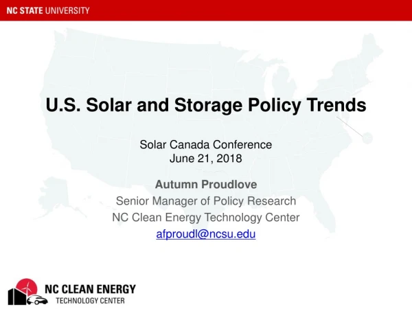 U.S. Solar and Storage Policy Trends Solar Canada Conference June 21, 2018
