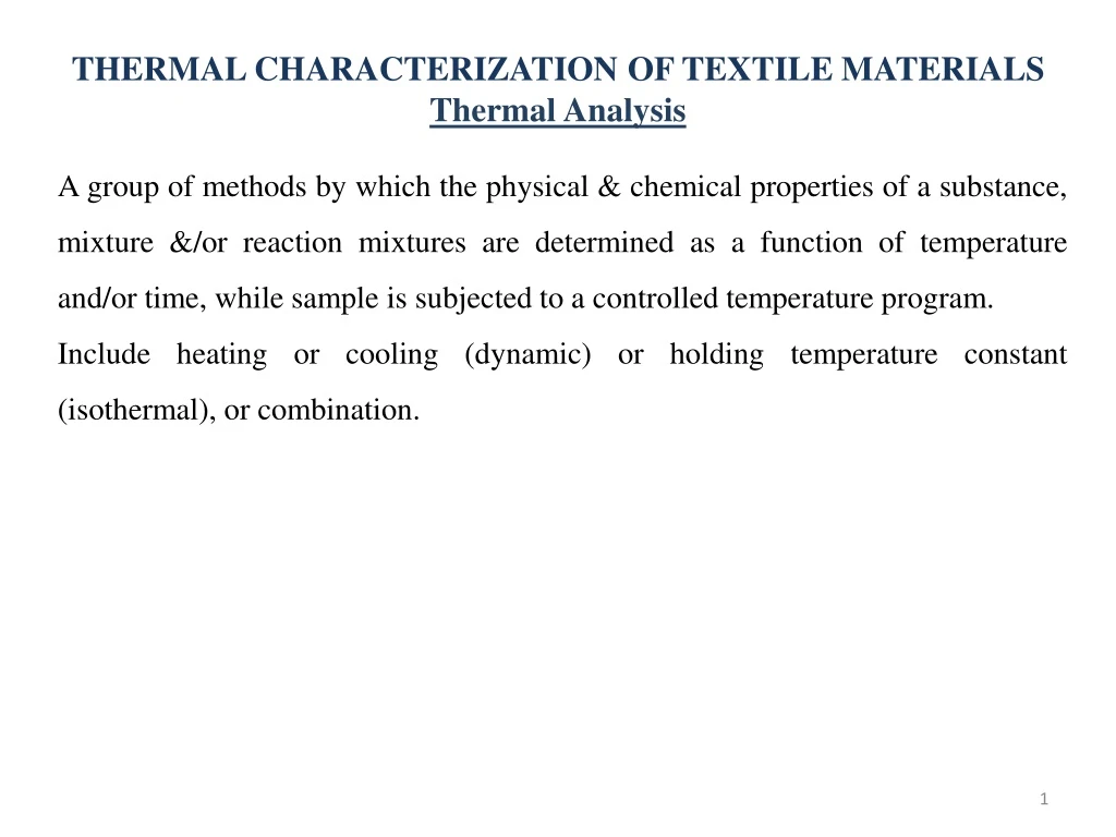thermal characterization of textile materials thermal analysis
