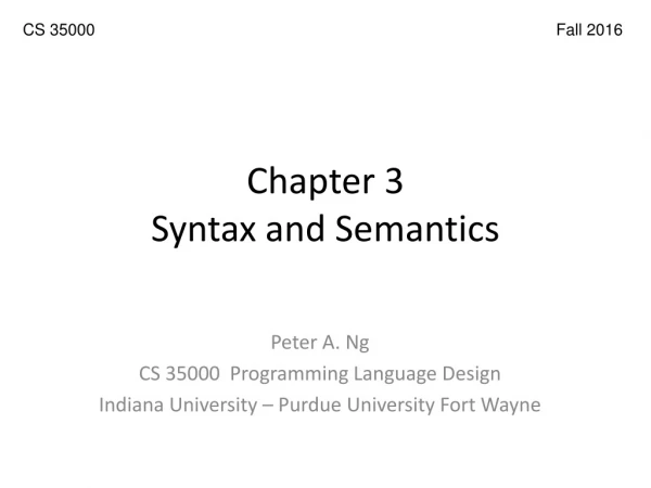 Chapter 3 Syntax and Semantics
