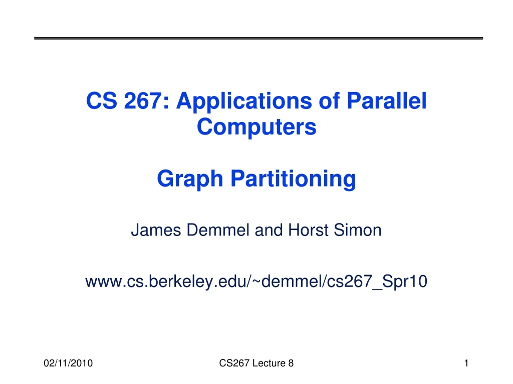 cs 267 applications of parallel computers graph partitioning
