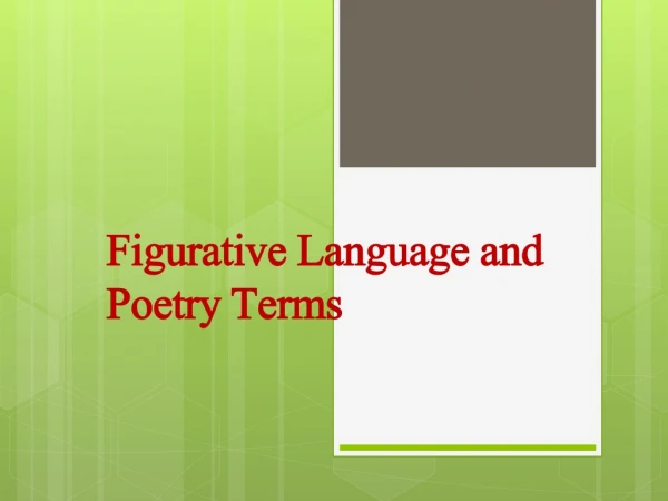 Figurative Language and Poetry Terms