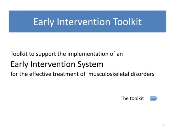 Early Intervention Toolkit