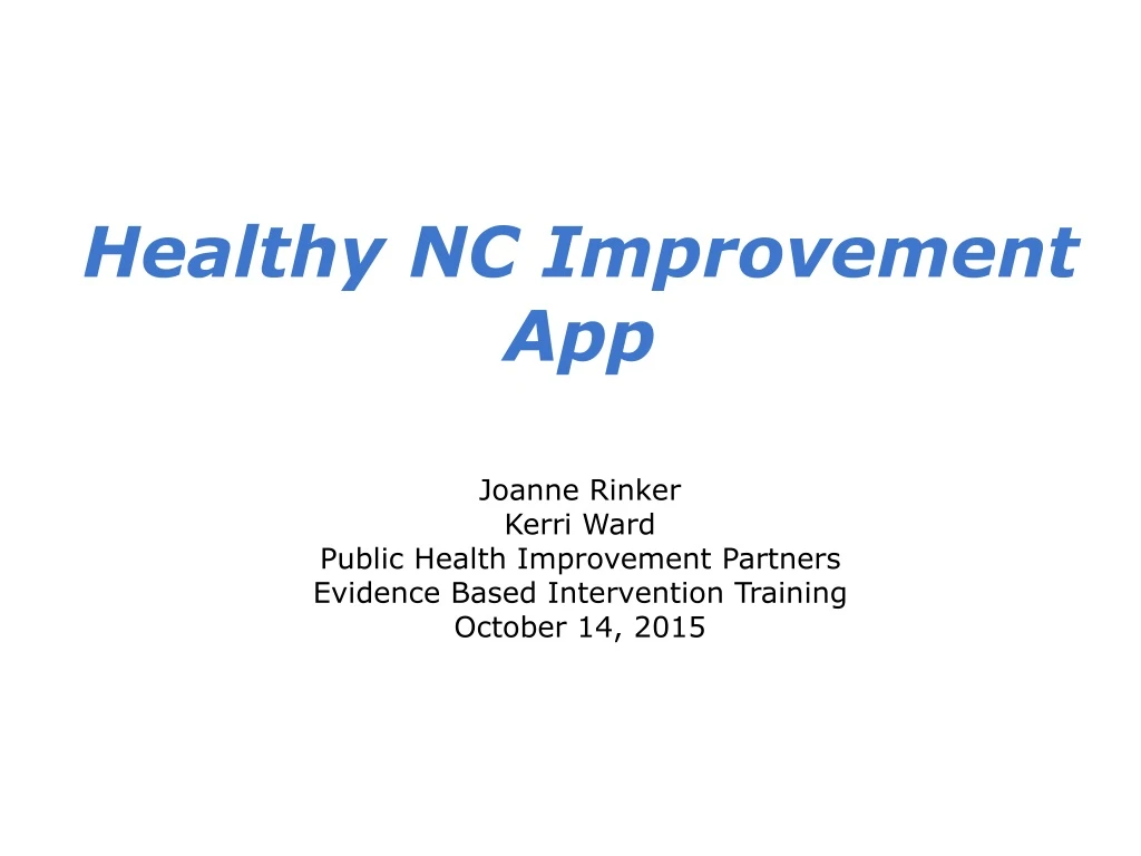 healthy nc improvement app