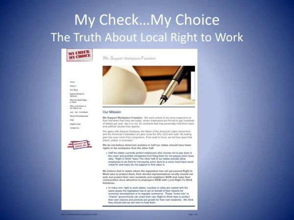 My Check…My Choice The Truth About Local Right to Work