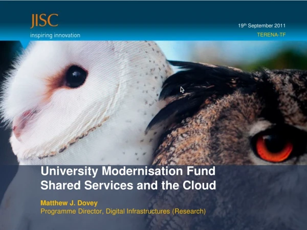 University Modernisation Fund Shared Services and the Cloud