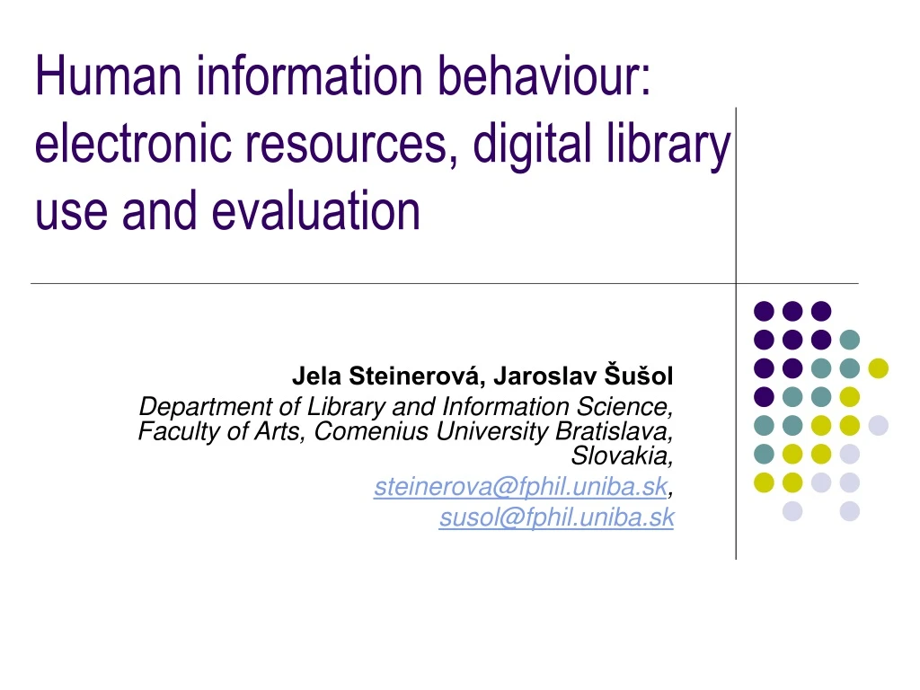human information behaviour electronic resources digital library use and evaluation