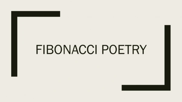 Fibonacci Poetry