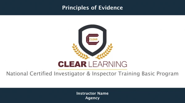 National Certified Investigator &amp; Inspector Training Basic Program