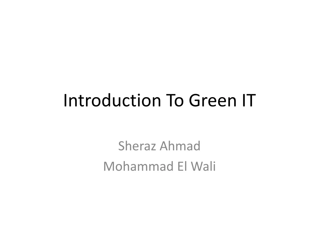 introduction to green it