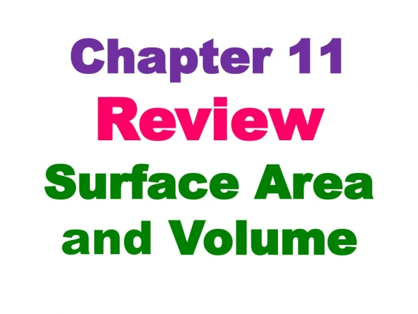 Chapter 11 Review Surface Area and Volume
