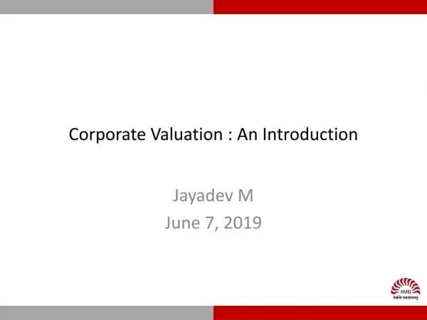 Corporate Valuation : An Introduction