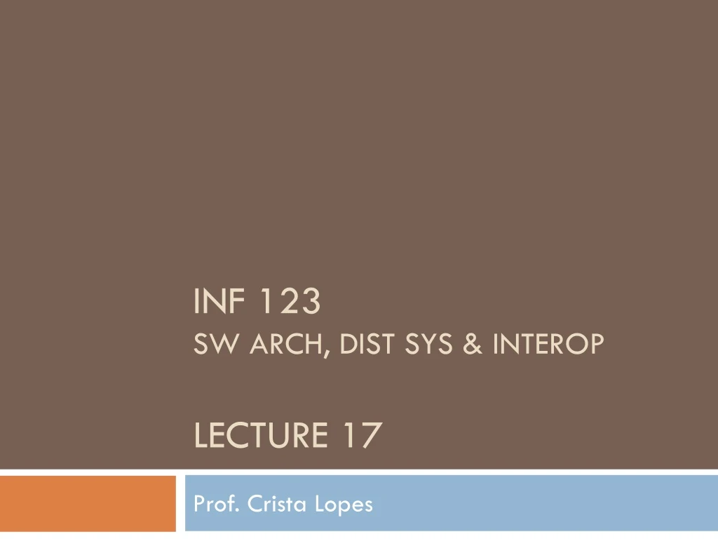 inf 123 sw arch dist sys interop lecture 17