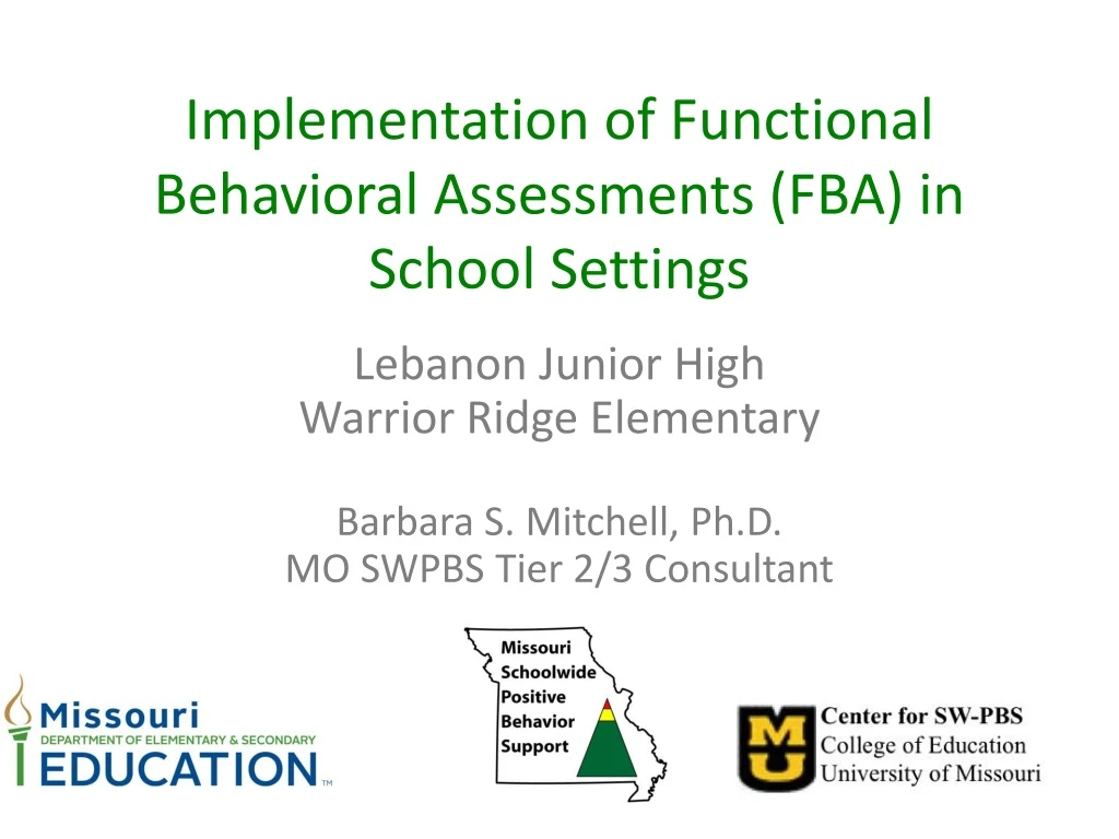 implementation of functional behavioral assessments fba in school settings