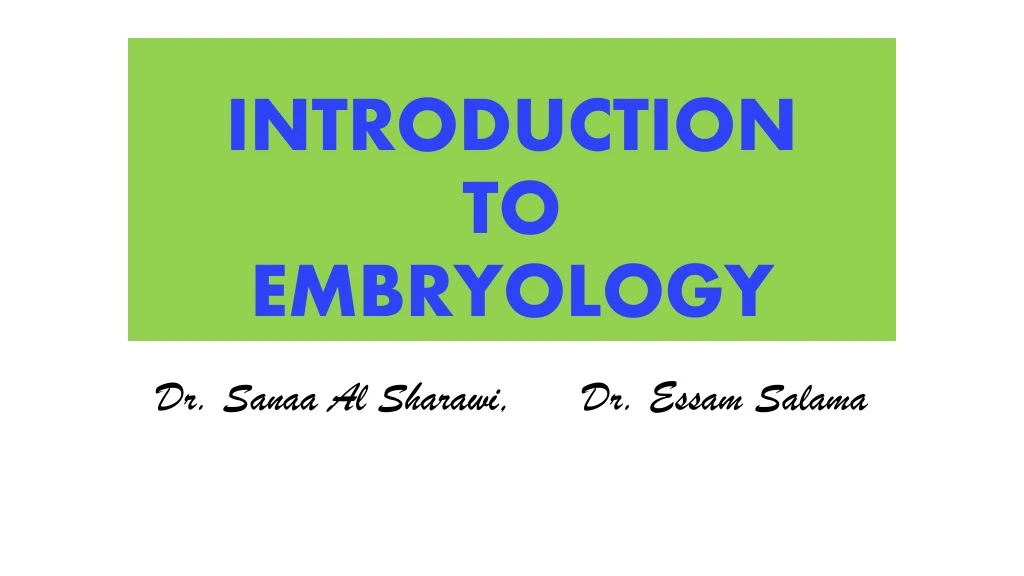 introduction to embryology