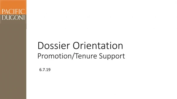 Dossier Orientation Promotion/Tenure Support