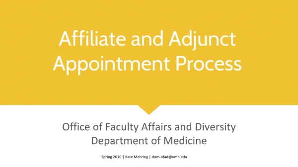 Affiliate and Adjunct Appointment Process