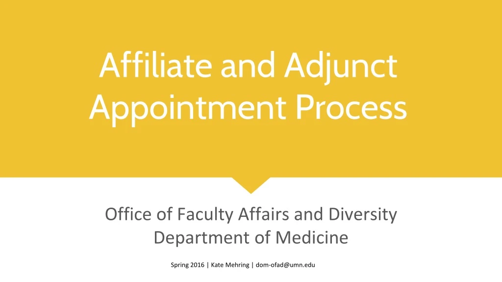 affiliate and adjunct appointment process