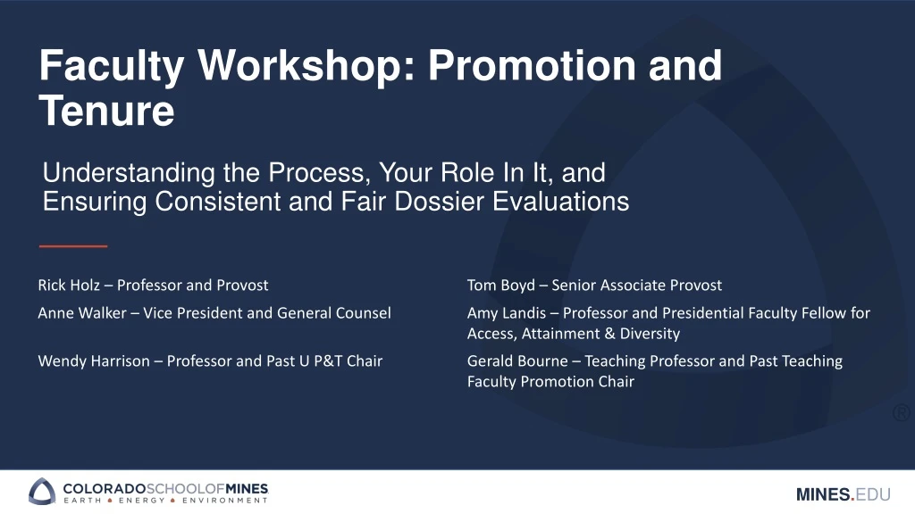 faculty workshop promotion and tenure