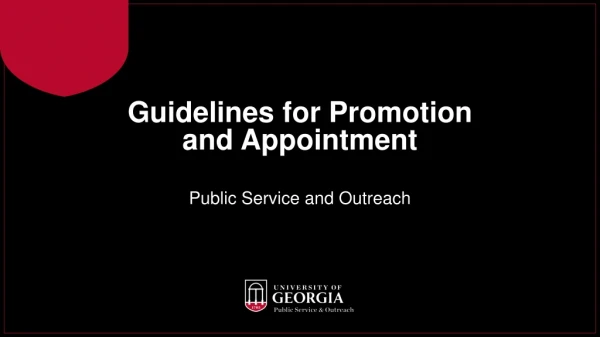 Guidelines for Promotion and Appointment