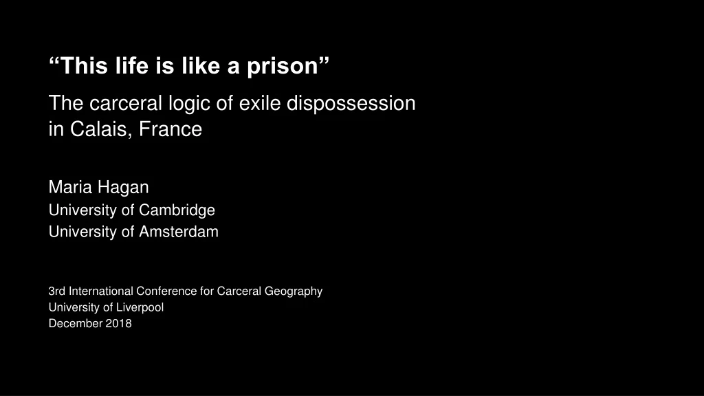 this life is like a prison the carceral logic