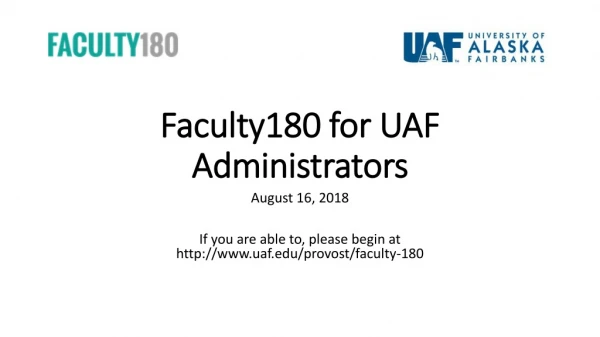 Faculty180 for UAF Administrators