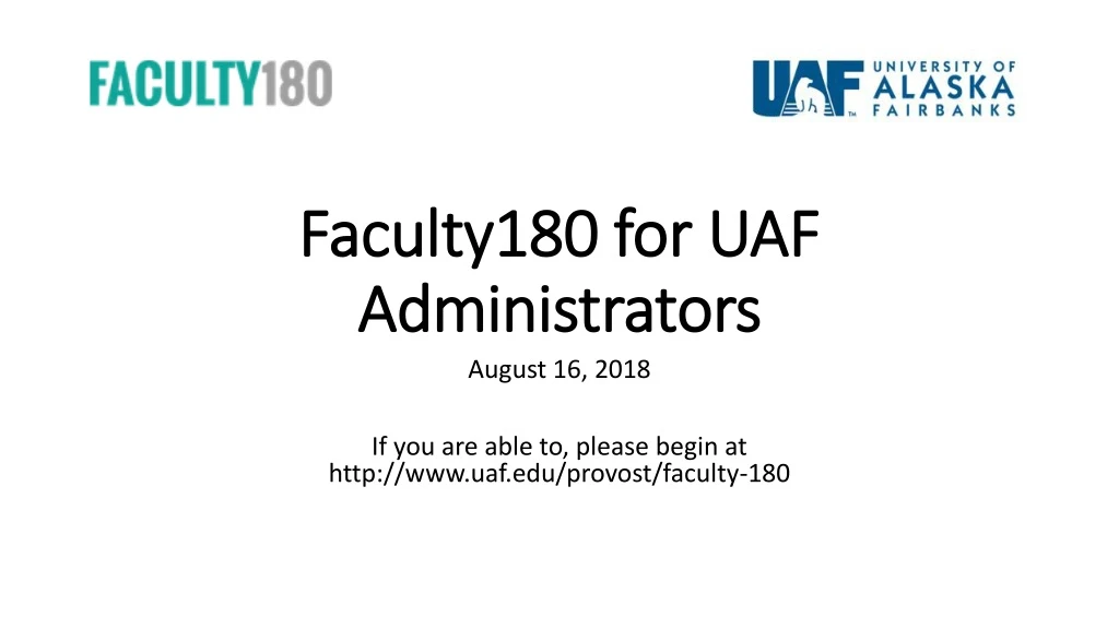 faculty180 for uaf administrators