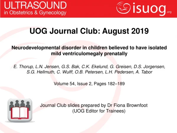 UOG Journal Club: August 2019