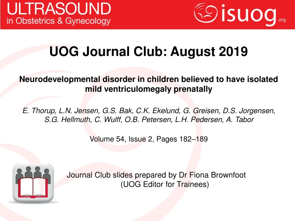 uog journal club august 2019