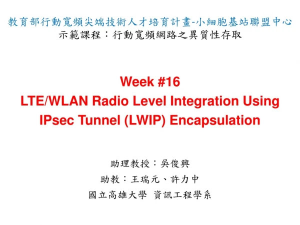 Week #16 LTE/WLAN Radio Level Integration Using IPsec Tunnel ( LWIP ) Encapsulation