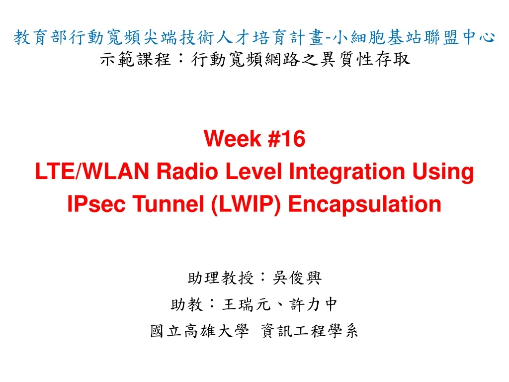 week 16 lte wlan radio level integration using ipsec tunnel lwip encapsulation