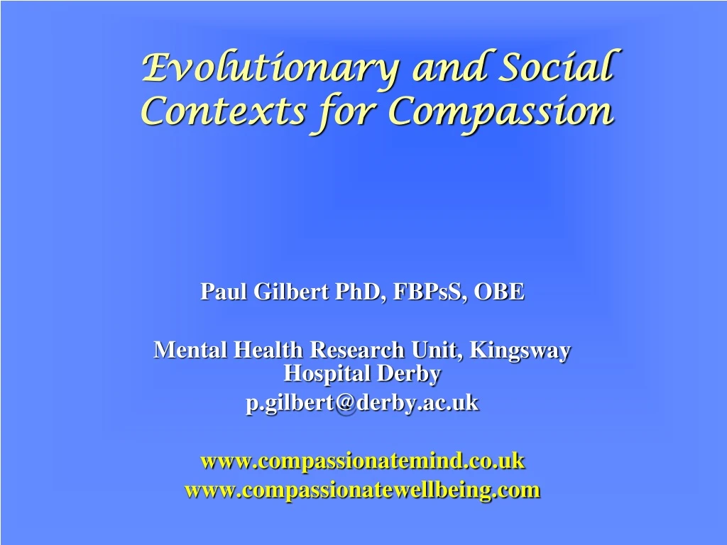 evolutionary and social contexts for compassion