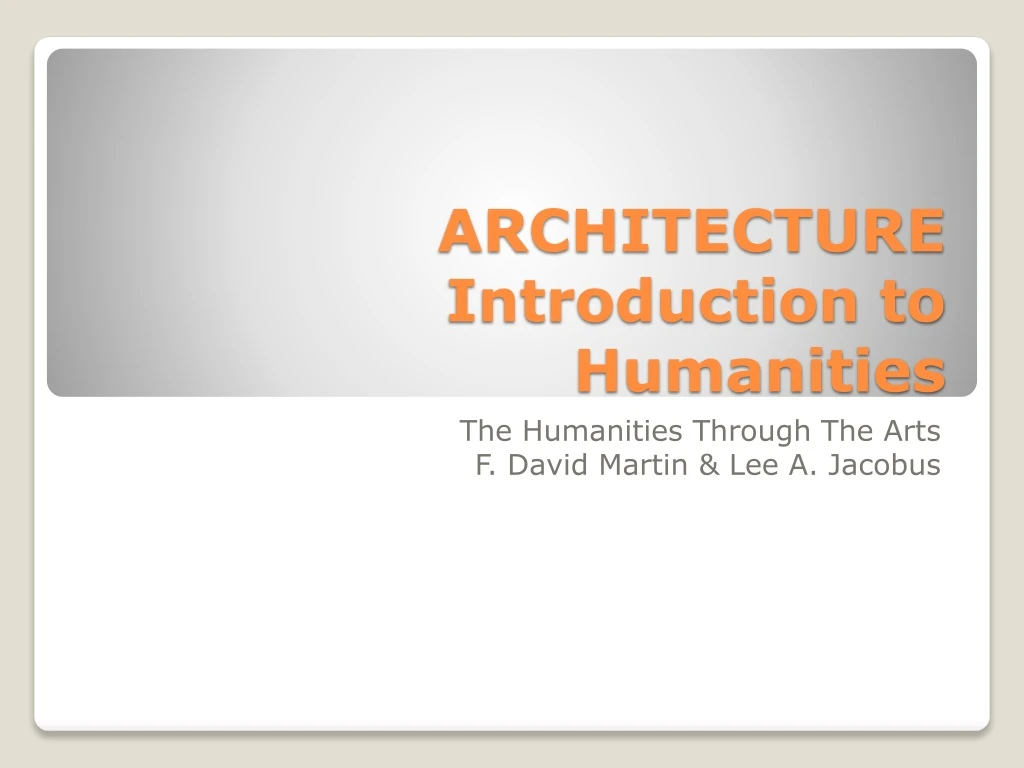 architecture introduction to humanities