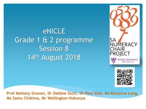 eNICLE Grade 1 &amp; 2 programme Session 8 14 th August 2018
