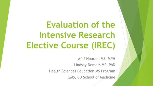 Evaluation of the Intensive Research Elective Course (IREC)