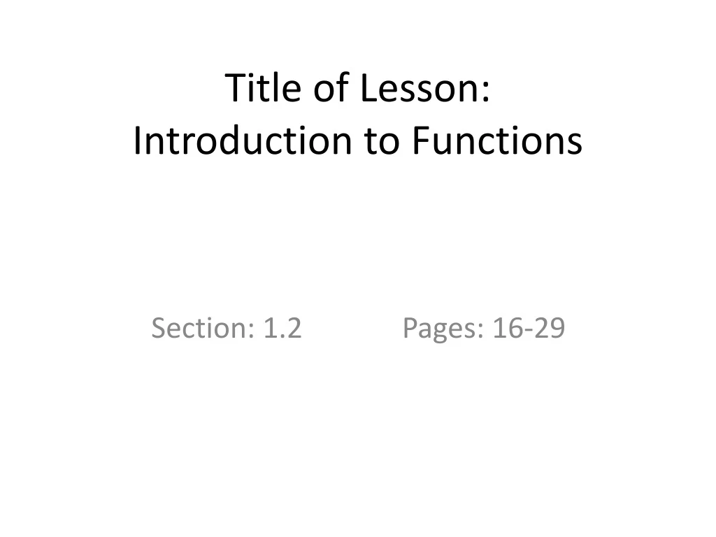 title of lesson introduction to functions