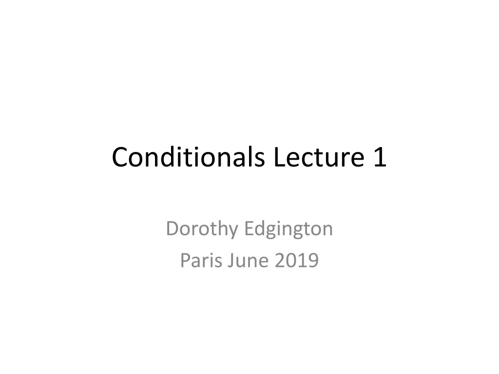 conditionals lecture 1