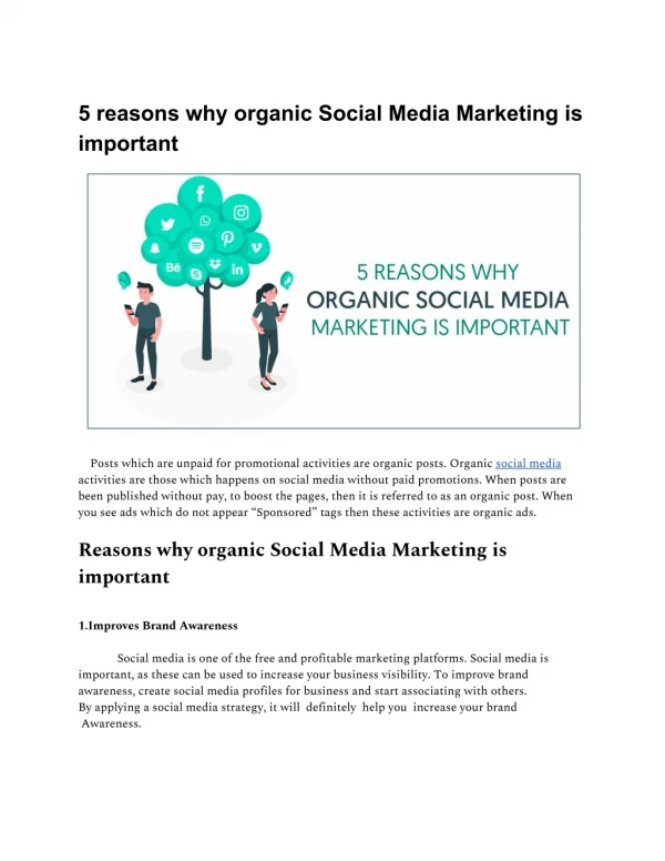 5 reasons why organic Social Media Marketing is important