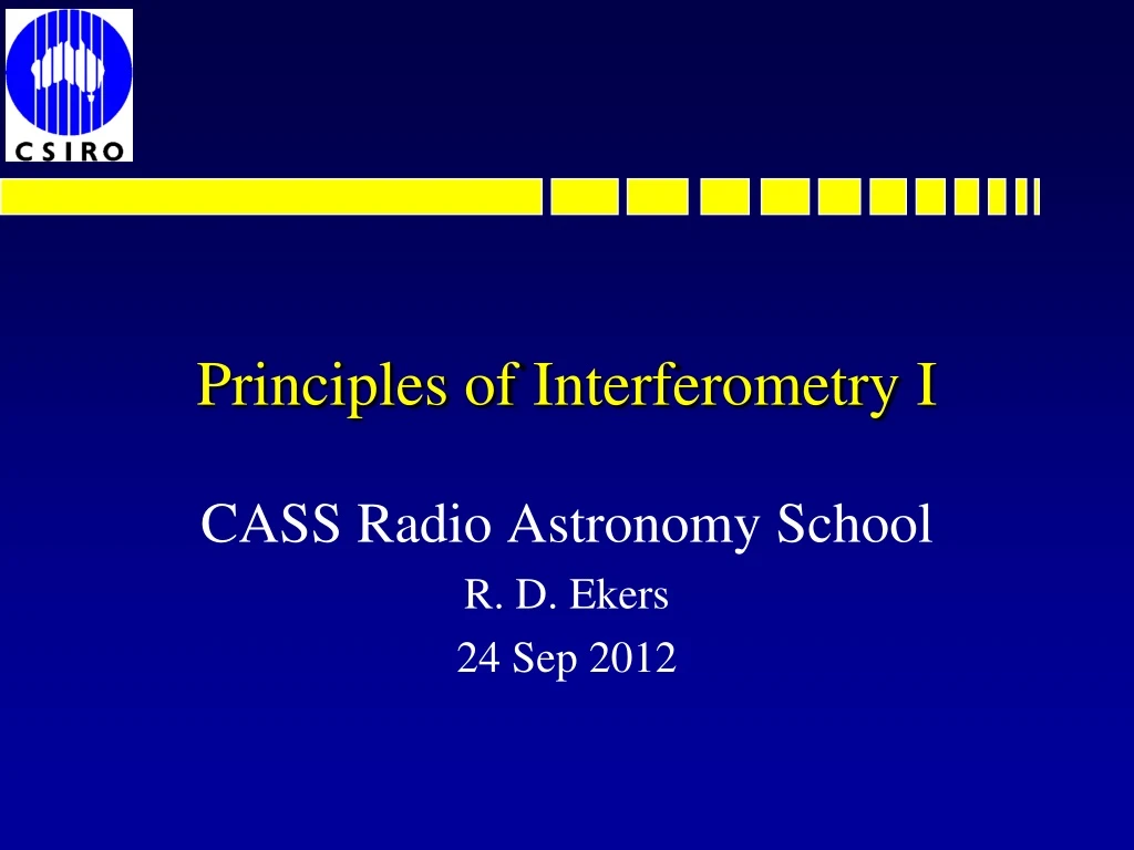 principles of interferometry i