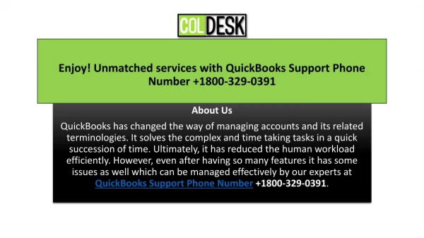 Enjoy! Unmatched services with QuickBooks Support Phone Number 1800-329-0391