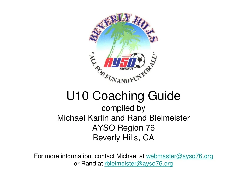u10 coaching guide compiled by michael karlin
