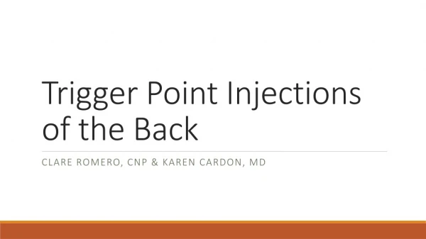 Trigger Point Injections of the Back