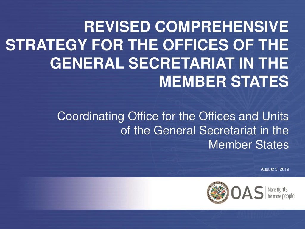 revised comprehensive strategy for the offices of the general secretariat in the member states