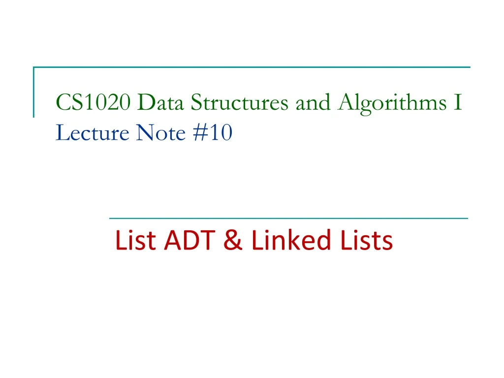 cs1020 data structures and algorithms i lecture note 10