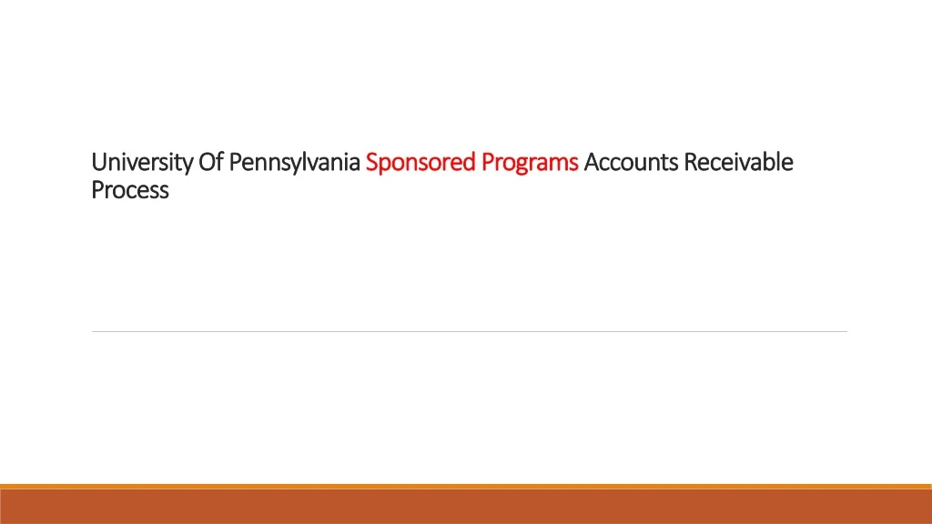 university of pennsylvania sponsored programs accounts receivable process