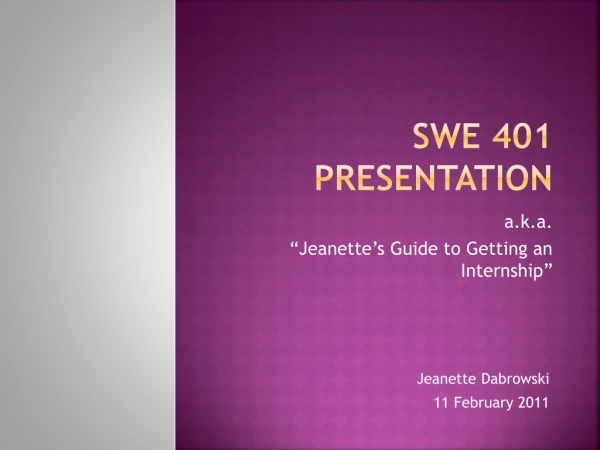 SWE 401 Presentation