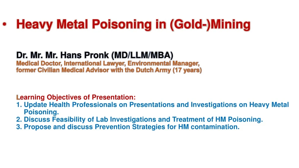 heavy metal poisoning in gold mining
