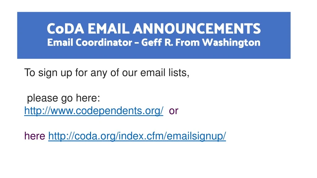coda email announcements email coordinator geff r from washington
