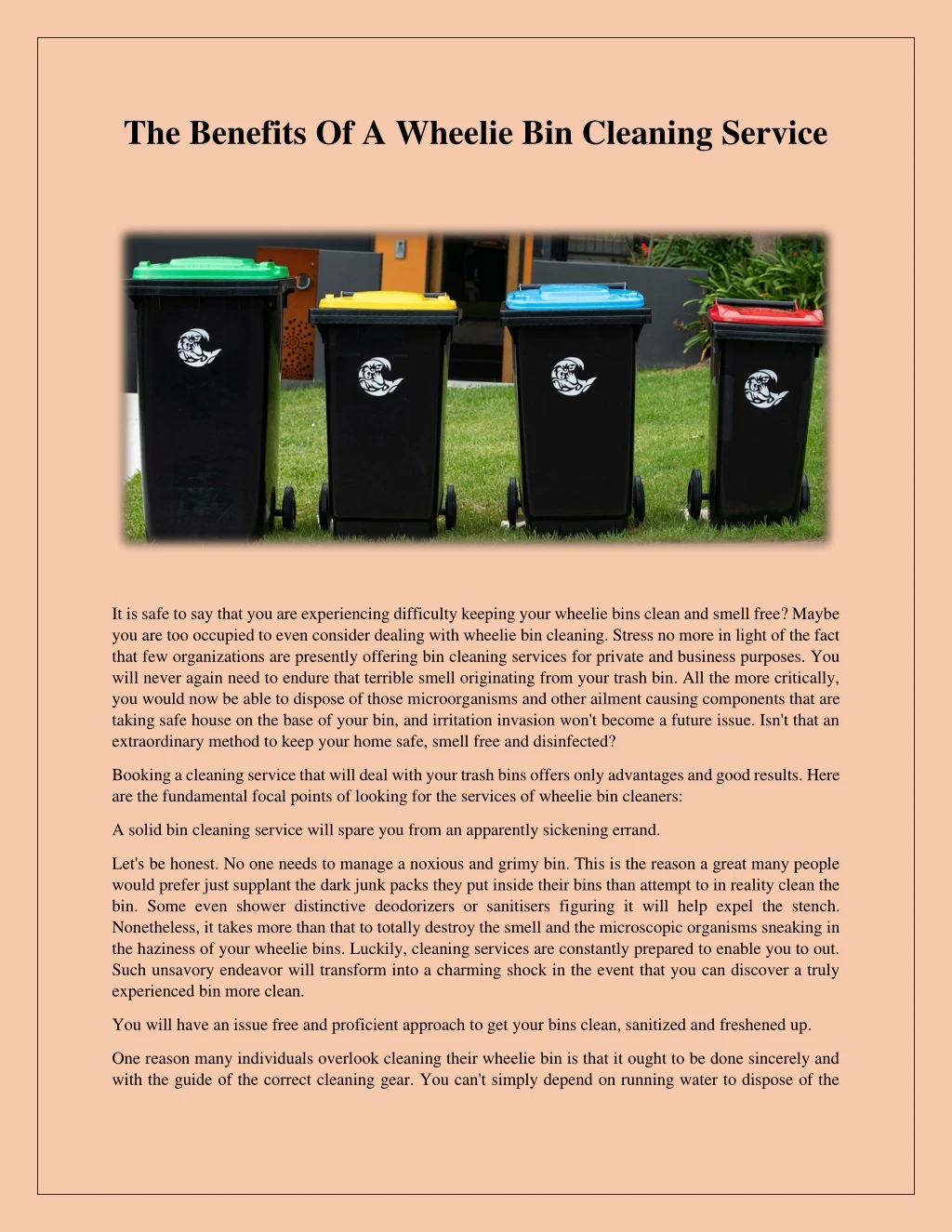 the benefits of a wheelie bin cleaning service