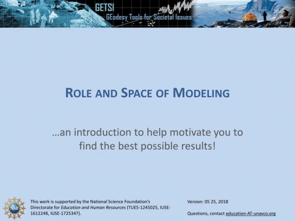 Role and Space of Modeling